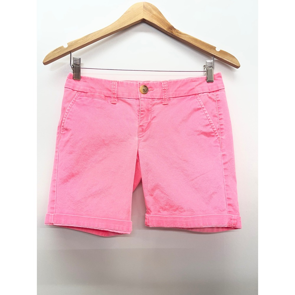 American Eagle Pink‎ Bermuda Shorts Y2K Womens Size 00 Stretch Chino Cuffed Pink